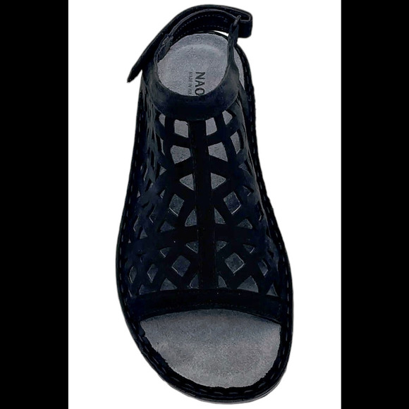 Naot Leather Adjustable Sandals Amadora Black Velvet - Medium - Picture 2 of 5